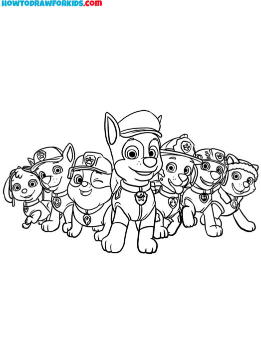 Dogs From Paw Patrol Coloring Sheet