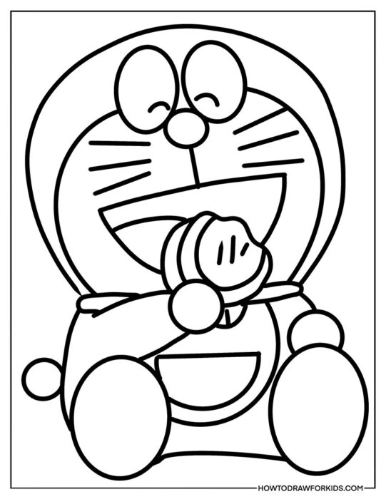 Eating Doraemon Coloring Page