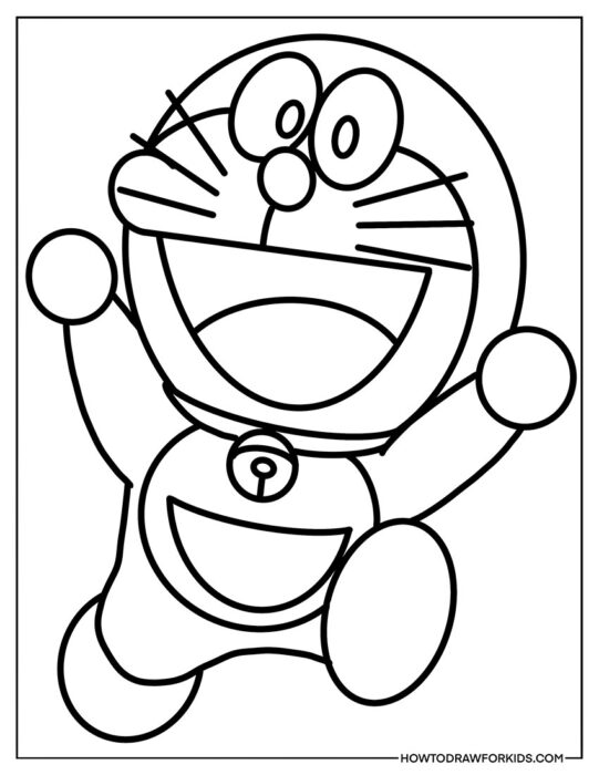 Happy Doraemon Coloring Page