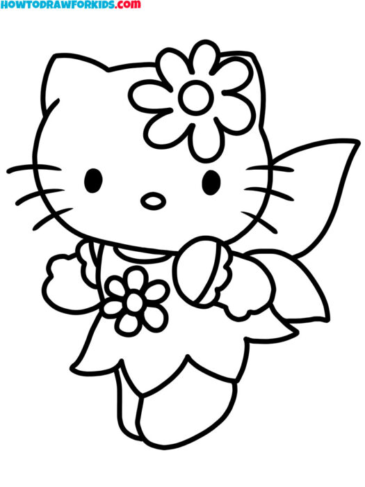 Hello Kitty With Wings Coloring Sheet