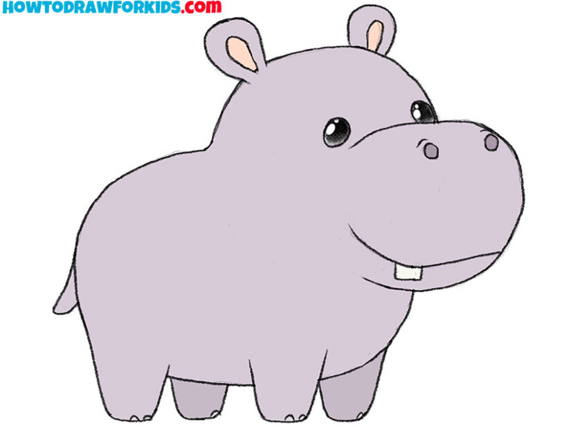 How to Draw a Hippopotamus - Easy Drawing Tutorial For Kids