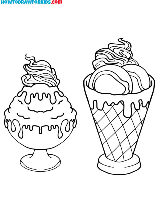 Ice Cream Drawing for Coloring