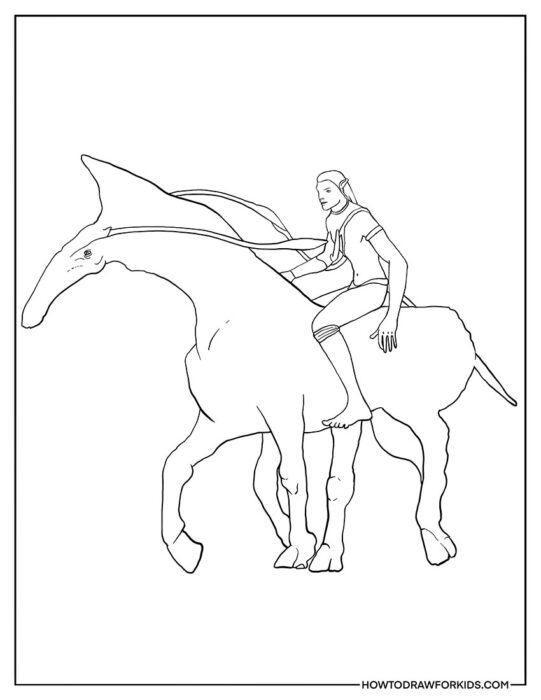 Jake Sully on Pa'li Avatar Coloring Sheet