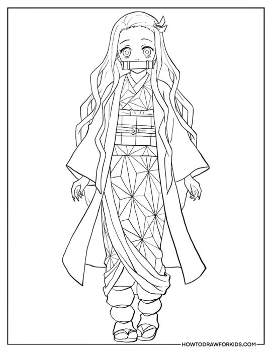 Nezuko Kamado From Demon Slayer Coloring Page