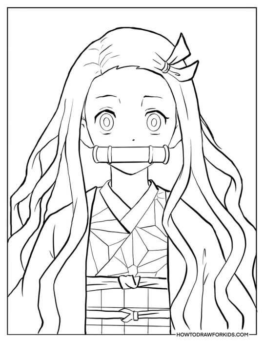 Nezuko Kamado Portrait Coloring Page