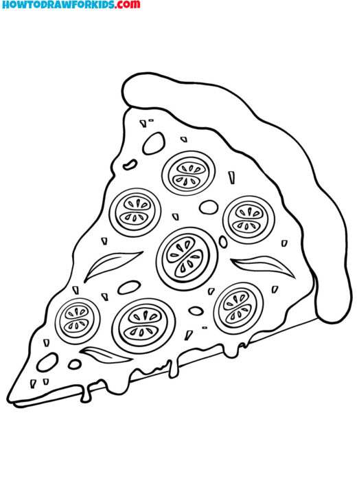 Pizza Slice Detailed Coloring Sheet