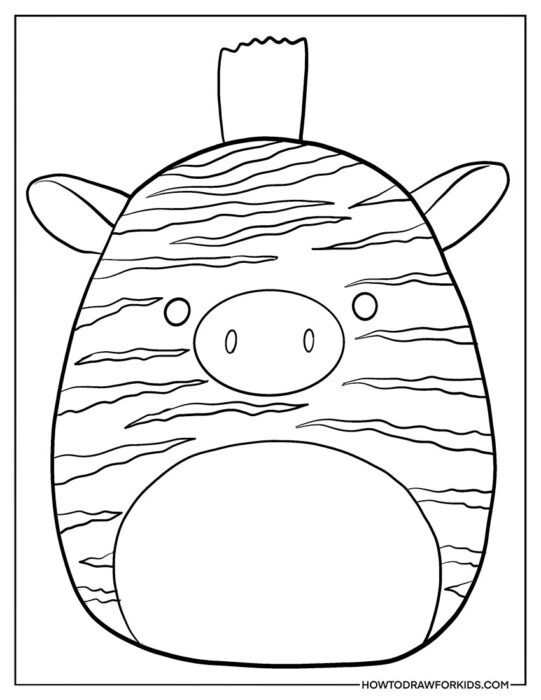 Simple Zebra Squishmallow Coloring Sheet