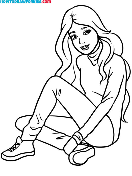 Sitting Barbie Coloring Sheet