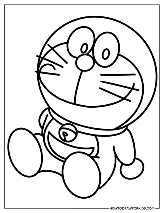 Sitting Doraemon Coloring Sheet