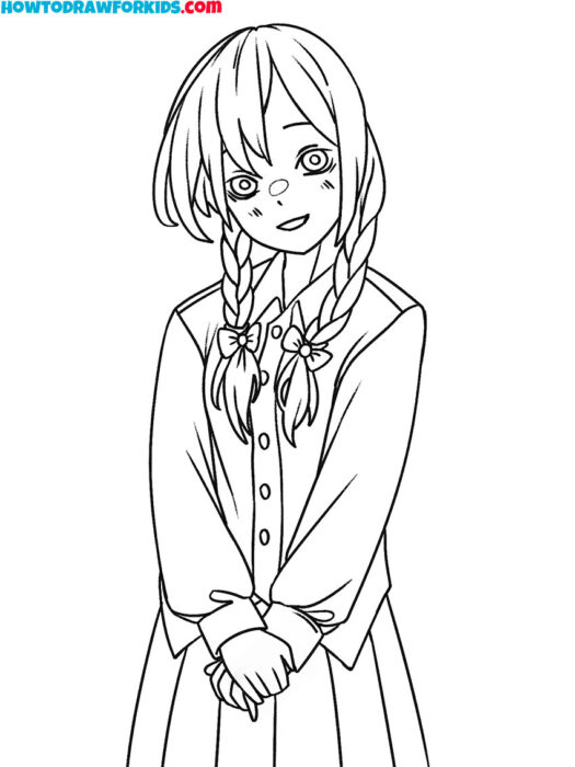 Smiling Anime Girl Coloring Sheet