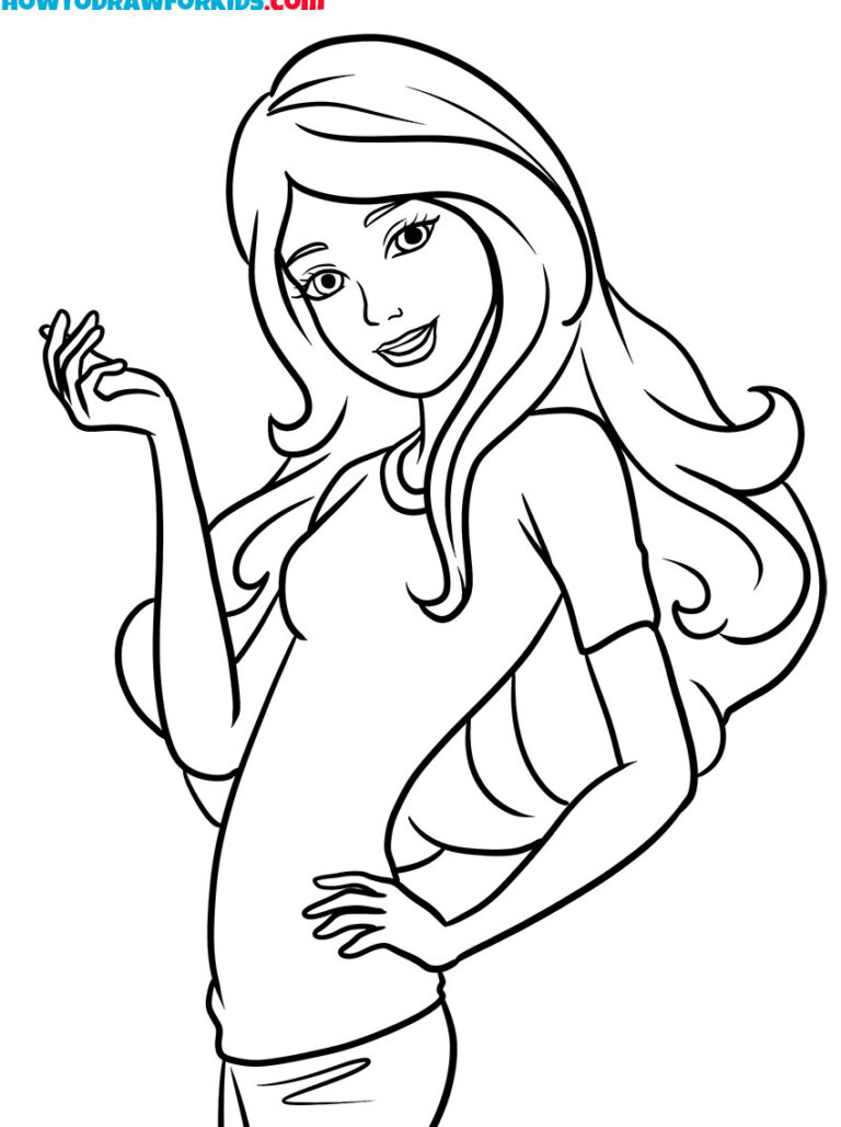 Barbie Coloring Pages Free Printables - Smiling Barbie Coloring Page 768x1028 