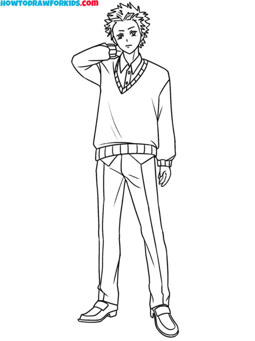 Standing Anime Boy Coloring Sheet