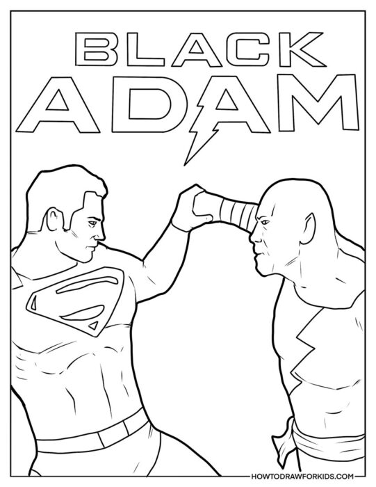 Superman and Black Adam Coloring Sheet