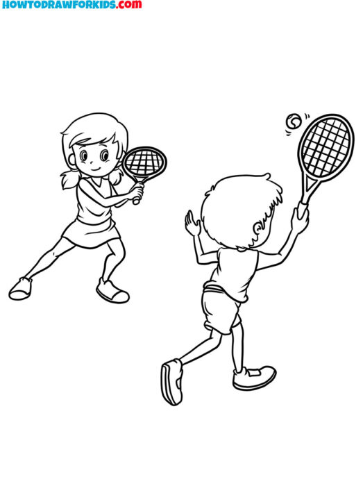 Tennis Players Coloring Page