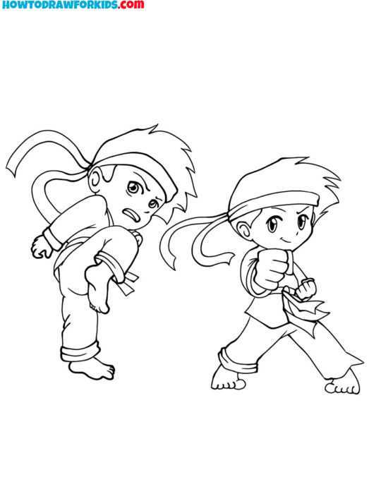 Two Karatekas Coloring Sheet