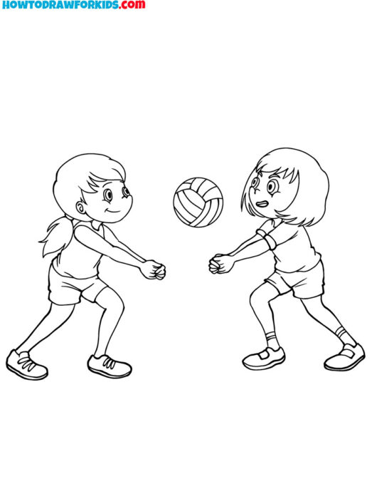 Volleyball Players With Ball Coloring Page