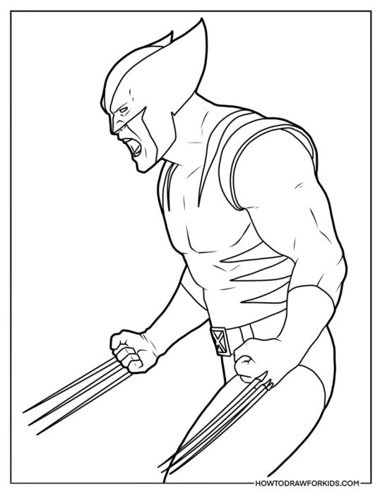 Wolverine Ready to Attack Coloring Page