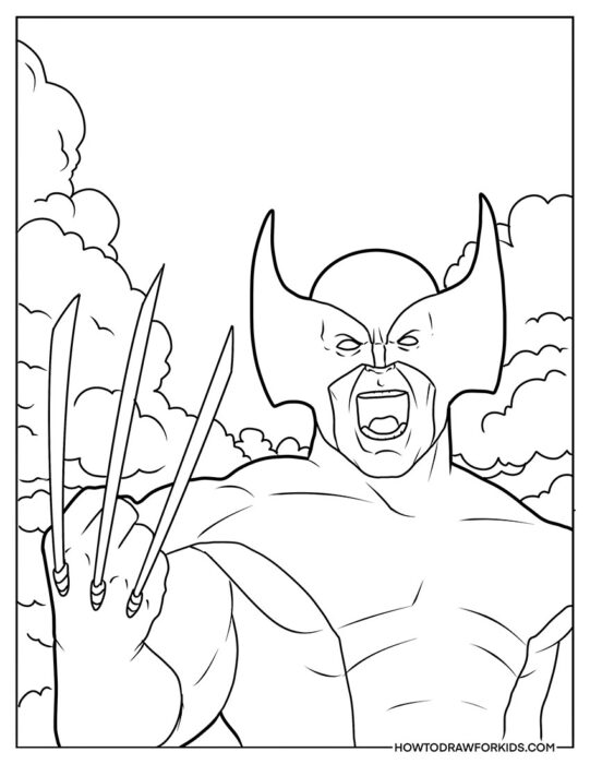 Wolverine in Fury With Claws Out Coloring Sheet