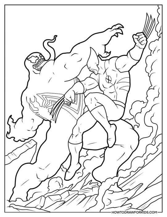 Wolverine vs Venom Coloring Sheet