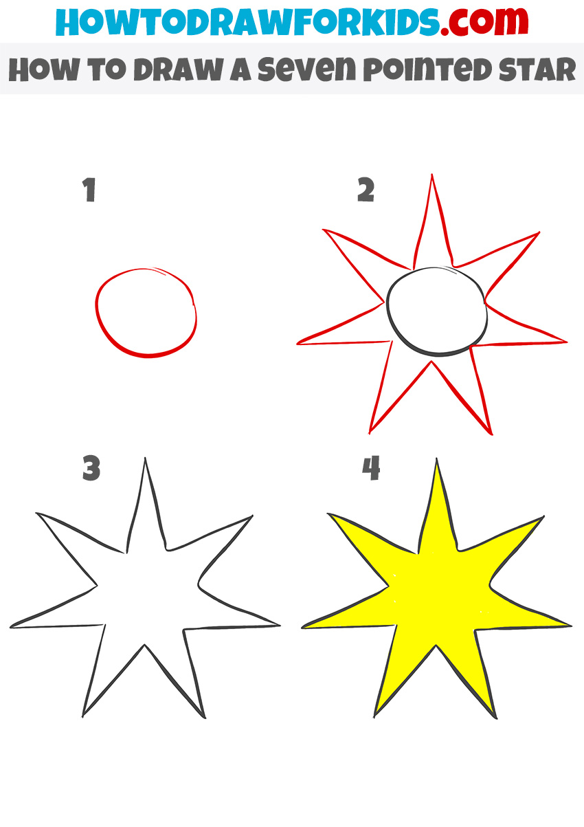 Alternative seven-pointed star drawing technique