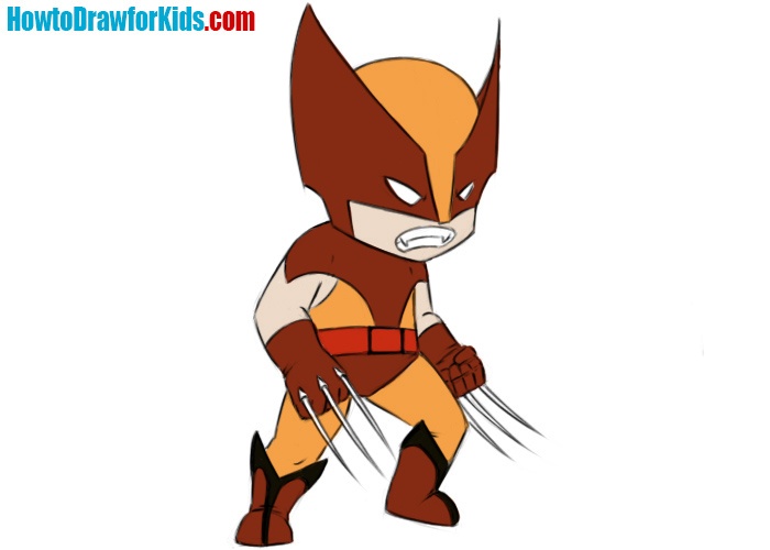 Brown-orange wolverine costume drawing