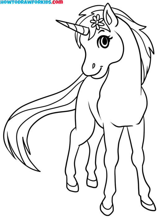 Cartoon Unicorn Coloring Sheet for Kids