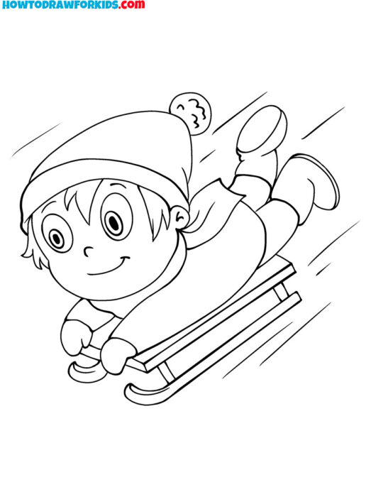 Child on Sled Coloring Sheet