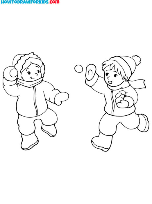 Children Playing Snowball Fight