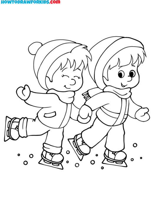 Children on Ice Skates Coloring