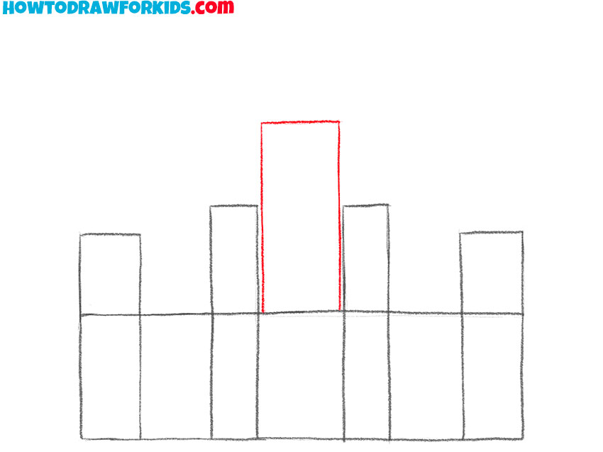 Draw the tallest central tower of Camelot