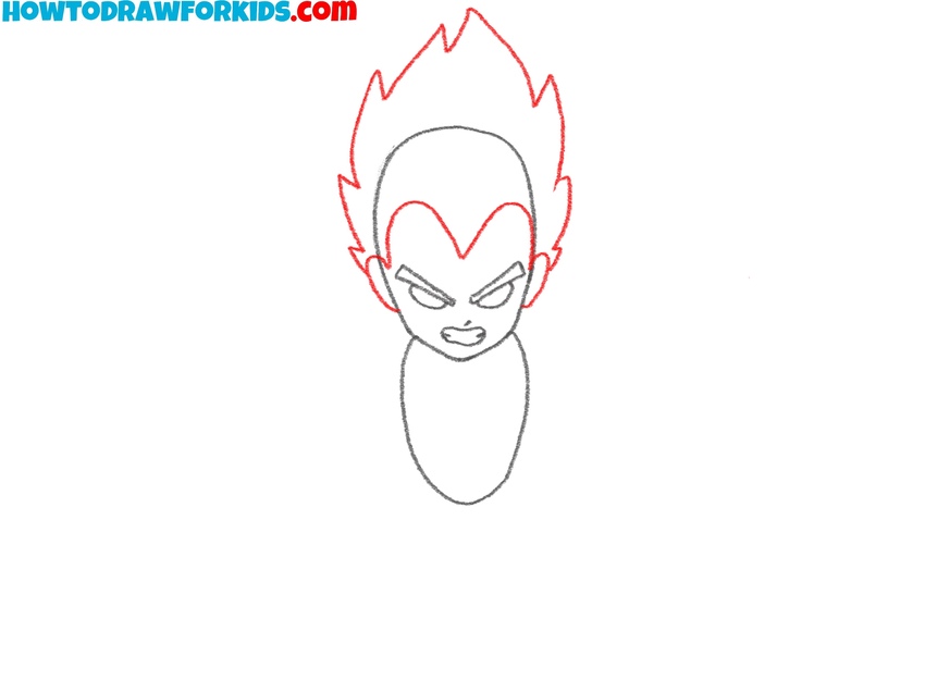 Draw Vegeta’s hair outline