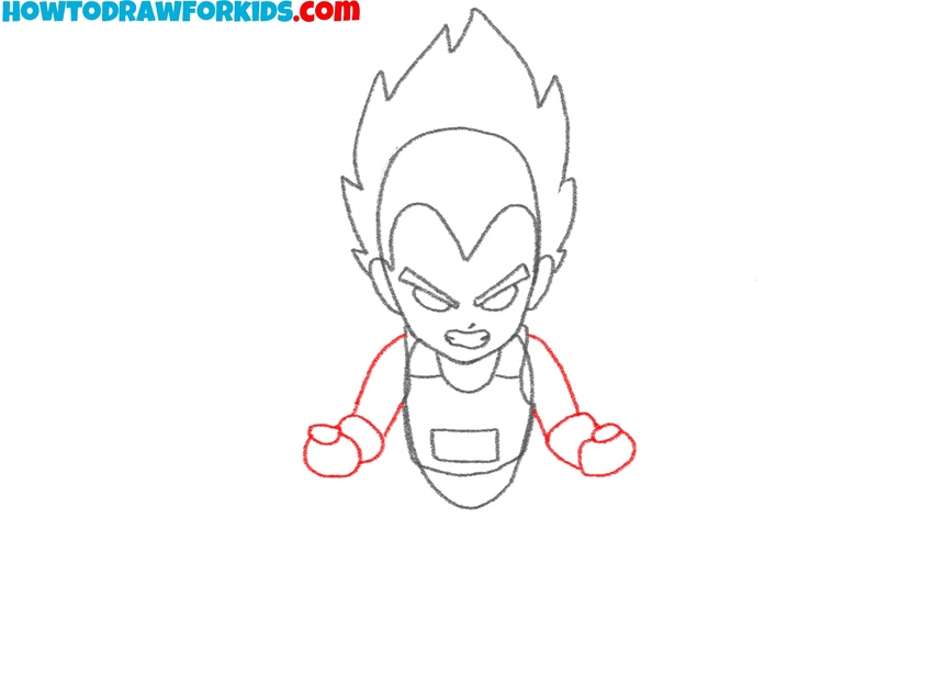 Draw the arms of Vegeta