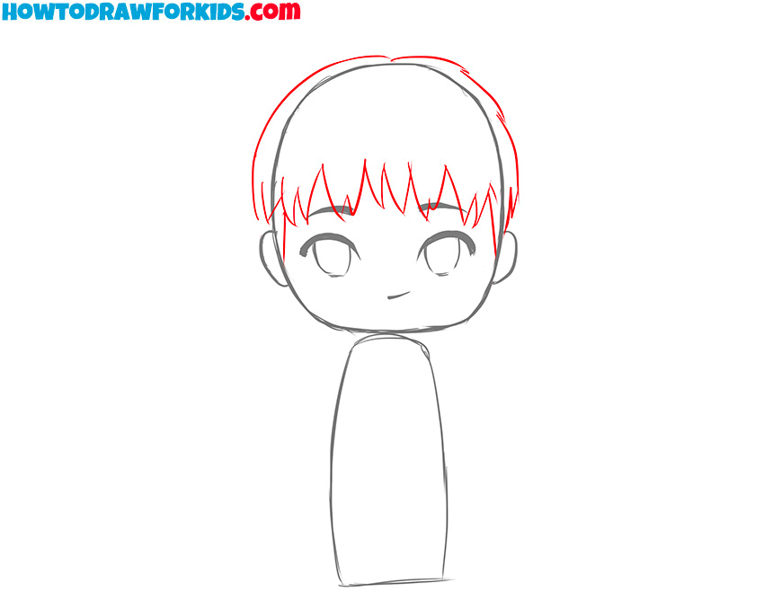 Draw boy’s hair shape