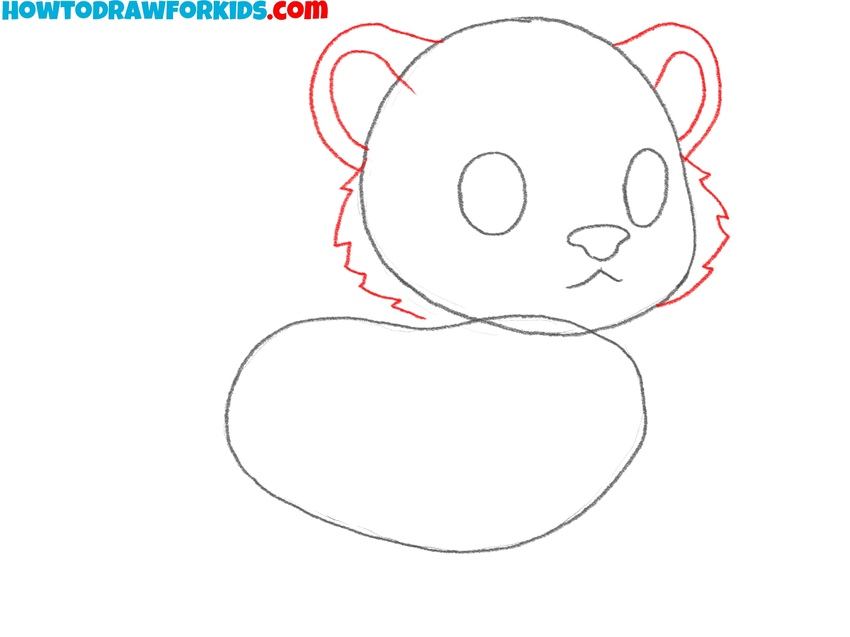 Draw the ears and outline the fur