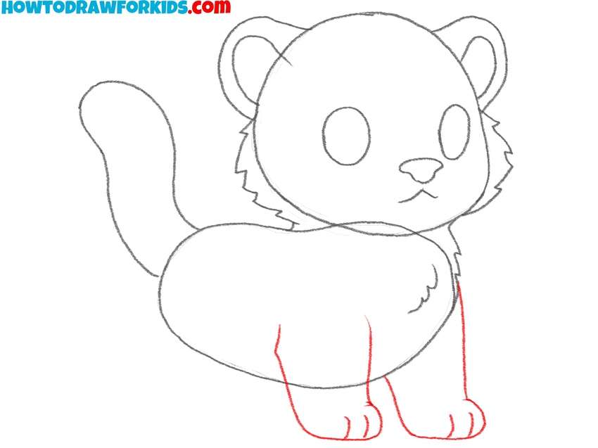 Draw the front legs and paws