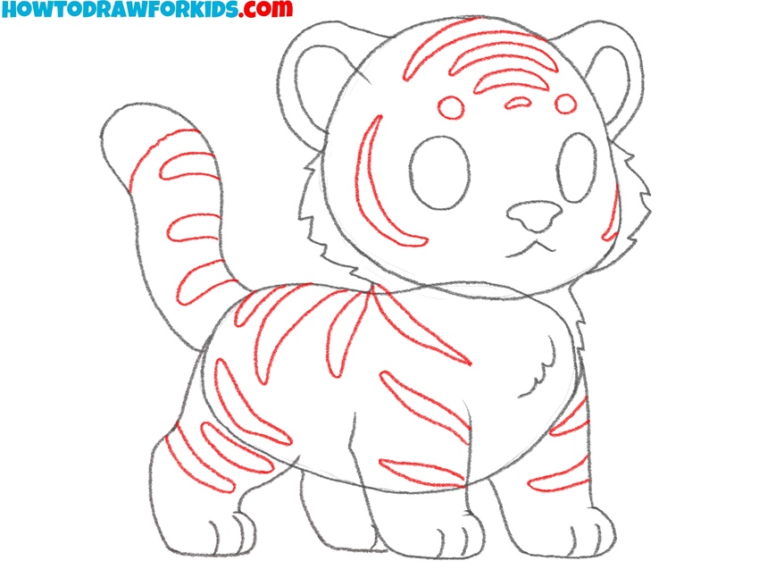 Draw the tiger's stripes