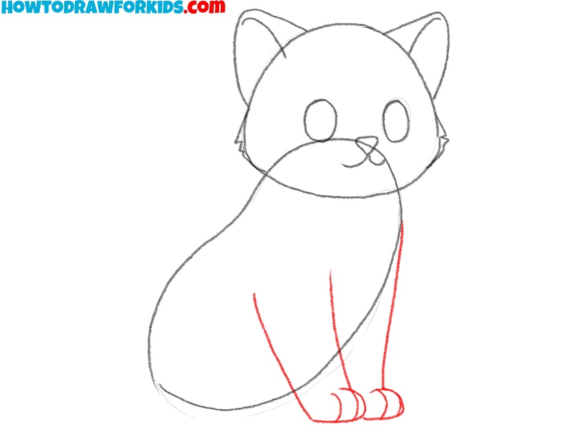 Draw the front legs and paws