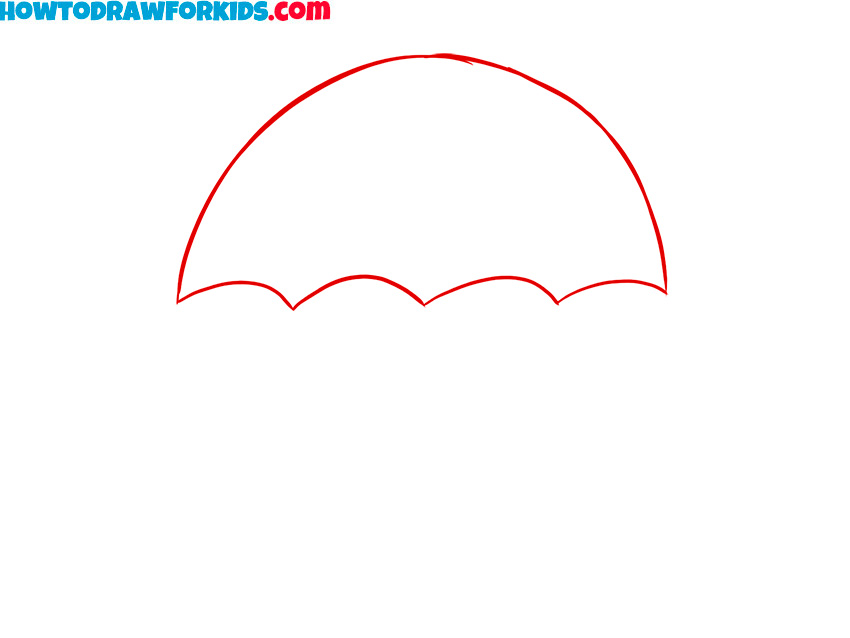 Draw the top part of the umbrella