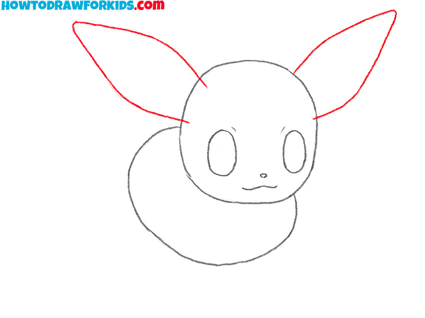 Sketch the ears of the Pokémon