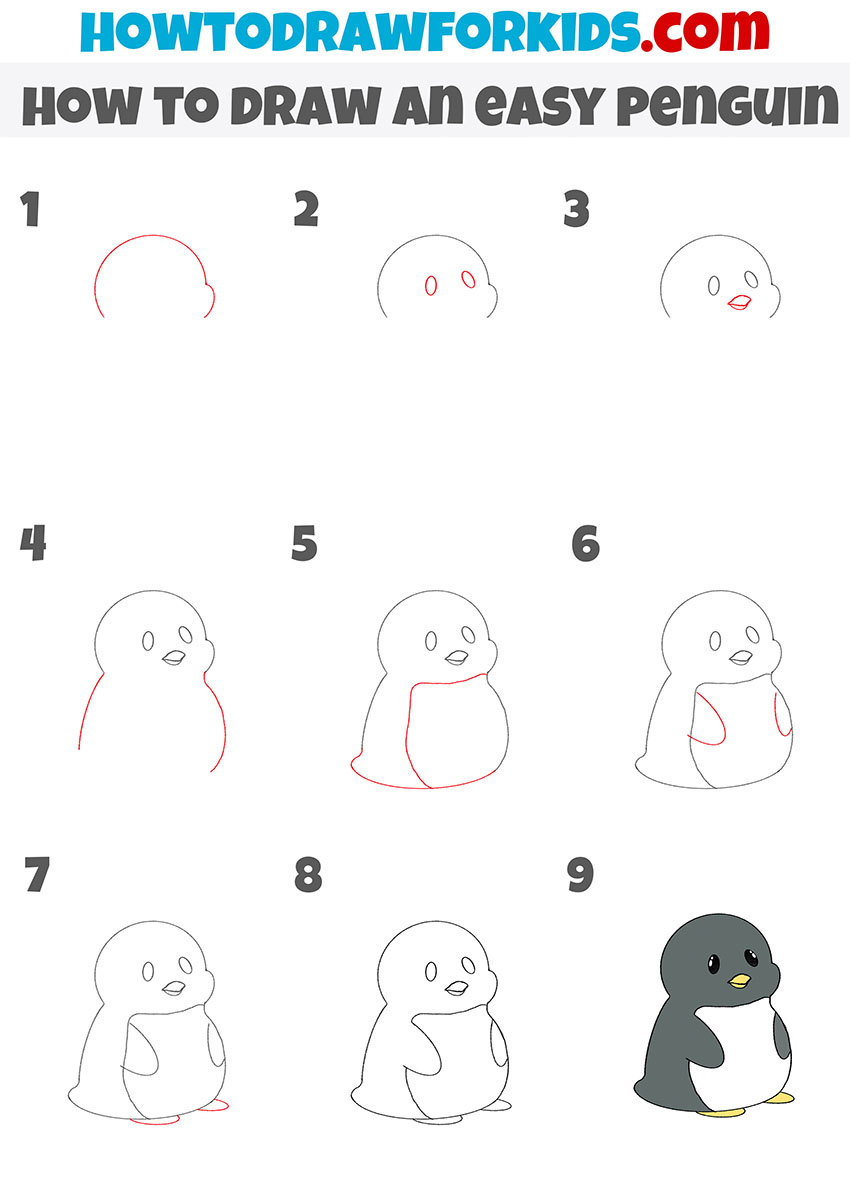 Easy penguin drawing tutorial