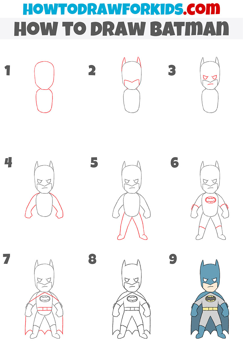 How to Draw Batman - Easy Drawing Tutorial For Kids