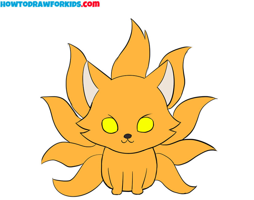 How to Draw a Nine Tailed Fox Easy Drawing Tutorial For Kids