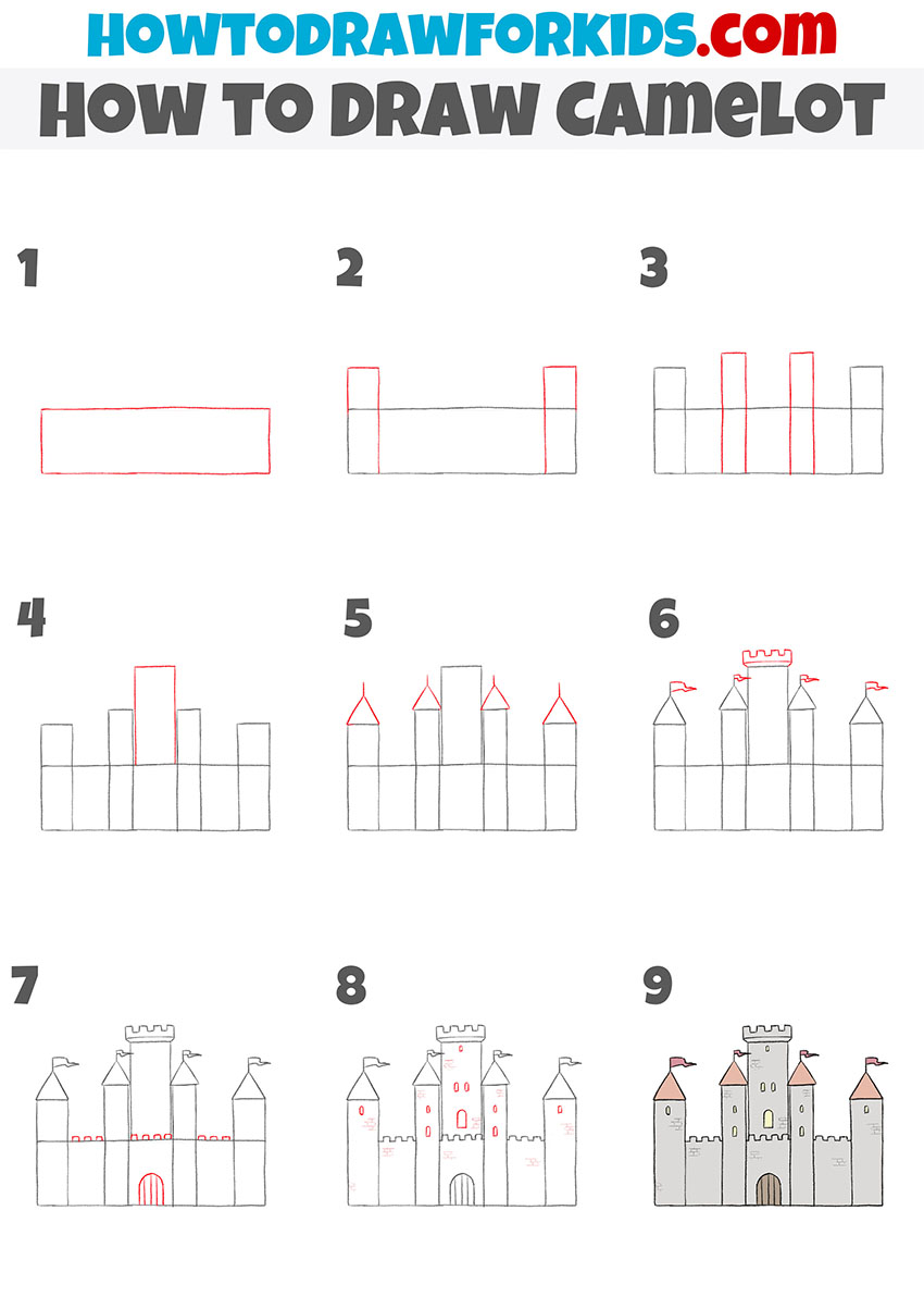 How to draw Camelot step by step