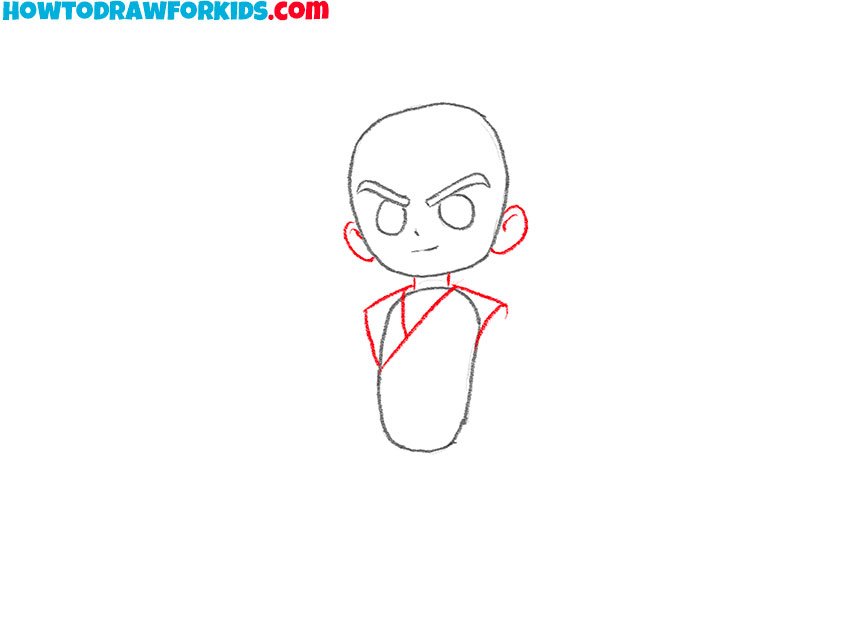 Add the ears and start drawing the gi