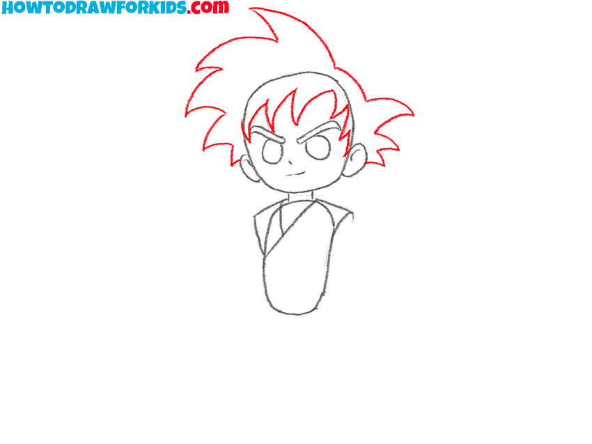 Draw Goku’s iconic hair