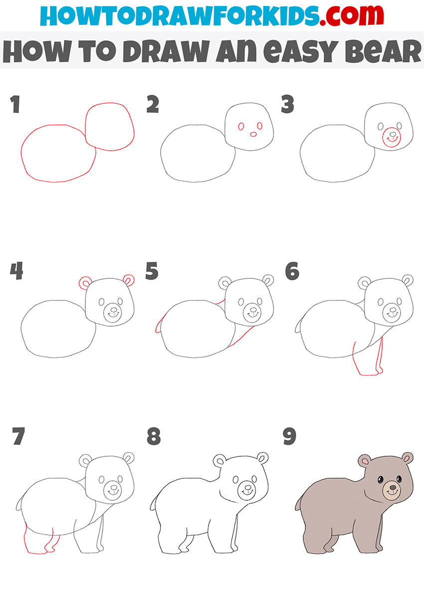 How to draw a bear step by step