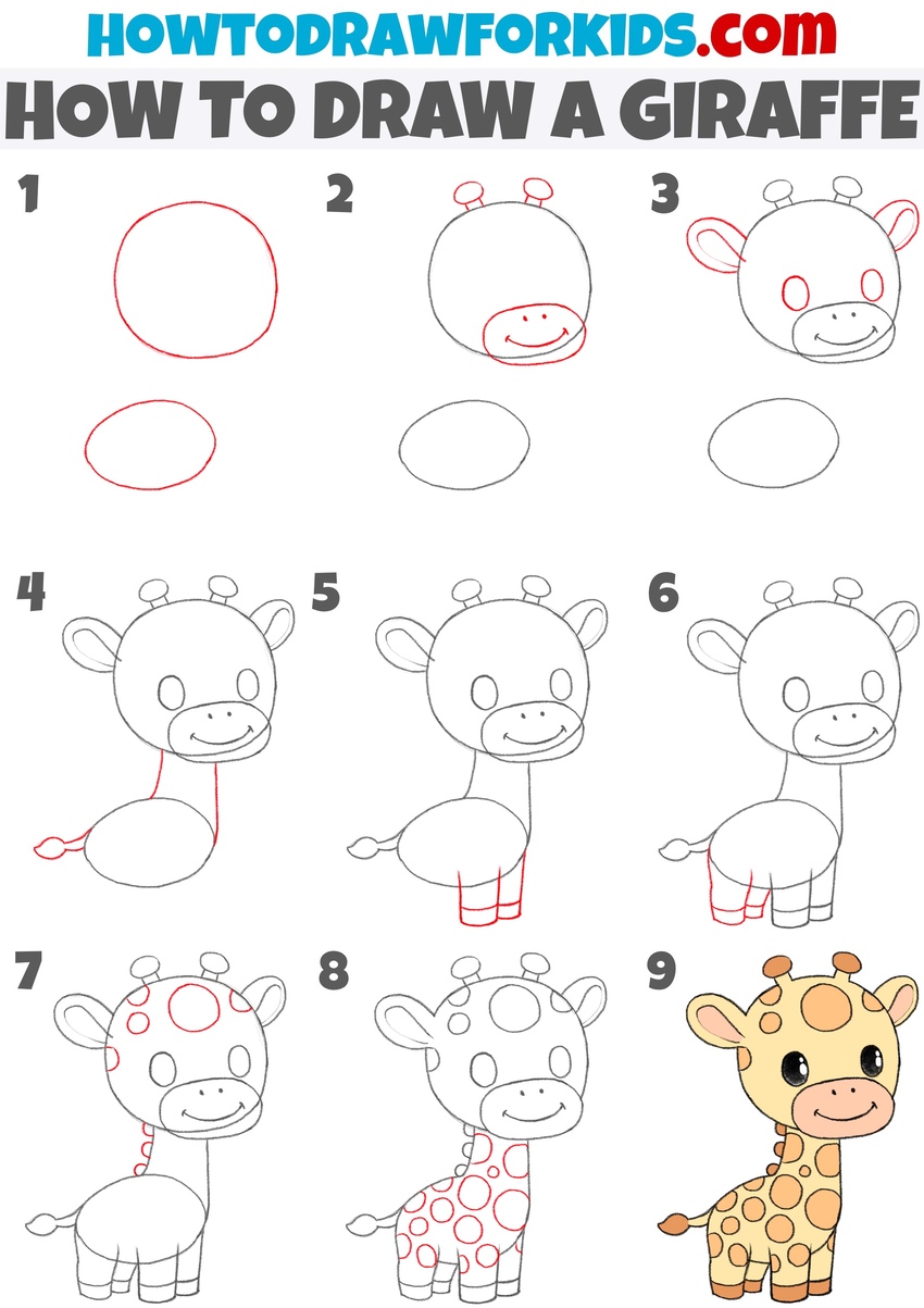 How to draw a giraffe step by step