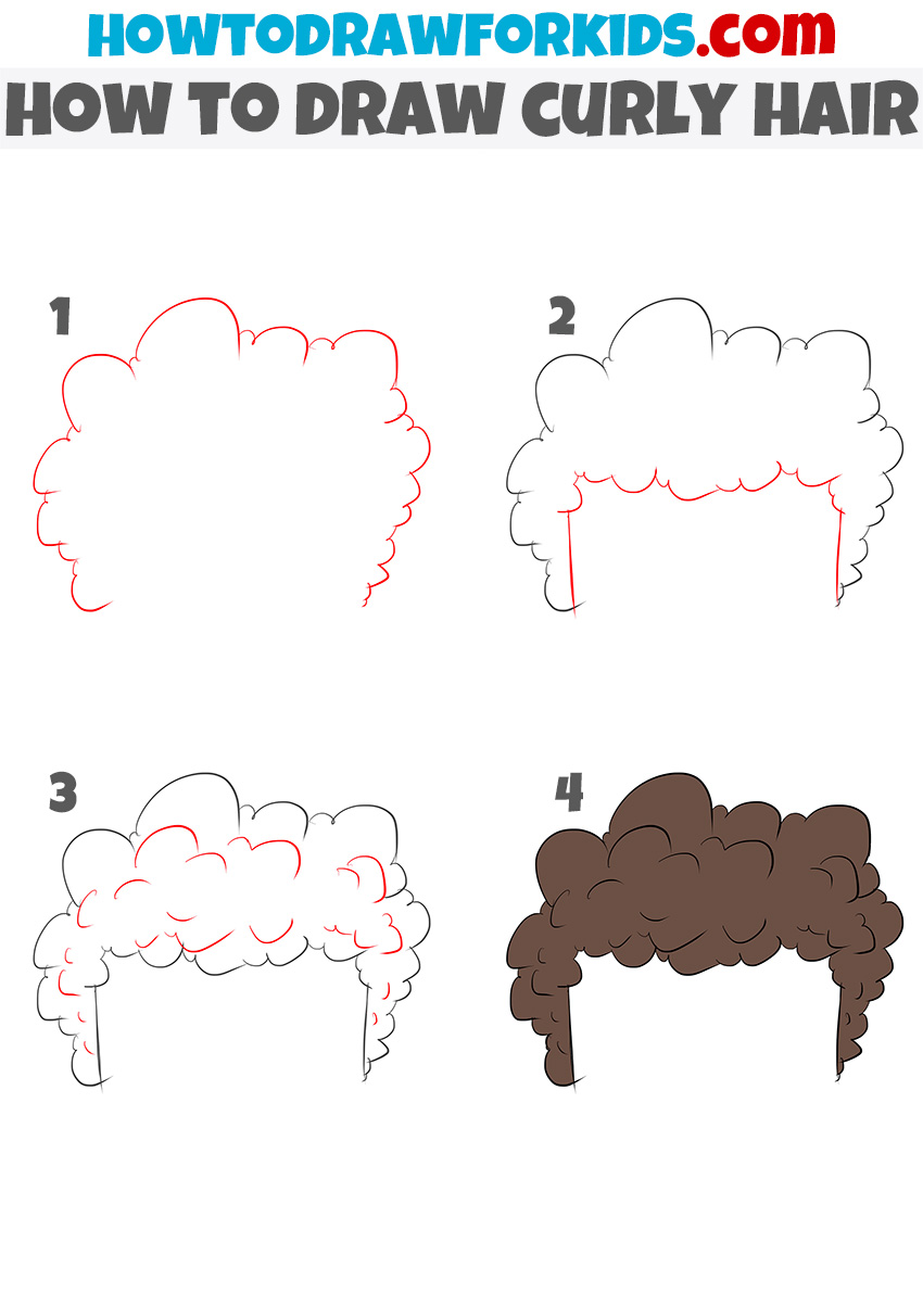 How to draw curly hair step by step