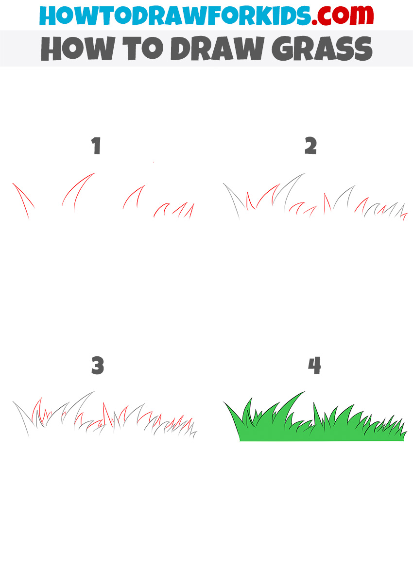 How to draw grass step by step