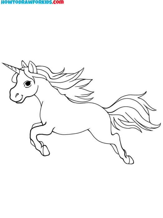 Running Unicorn Coloring Image